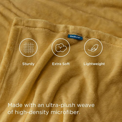 Bedsure GentleSoft Fleece Blanket - King Size Gold Yellow, Soft & Lightweight Plush Microfiber, 108x90 Inches