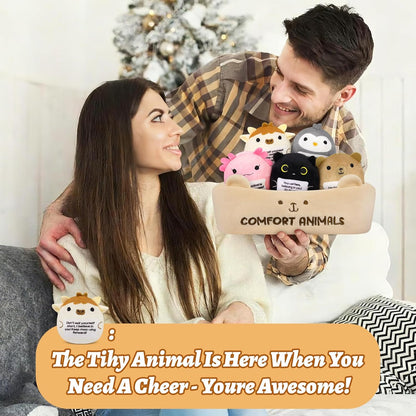 Skiennix Emotional Support Plush Animal Set - 6 Cute Stuffed Animals with Positive Messages | Soft Plushies for Kids & Adults