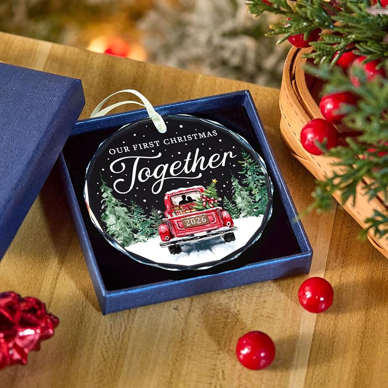 First Christmas Together Ornament 2026 - Together+2026 Glass Ornament Gift Box