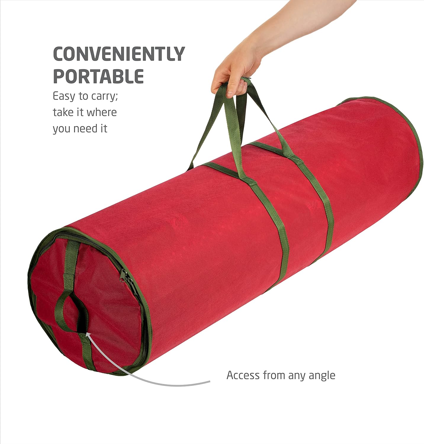ZOBER Gift Wrap Storage Organizer - 40 Inch Waterproof Holder for 25 Rolls - Red Christmas Design