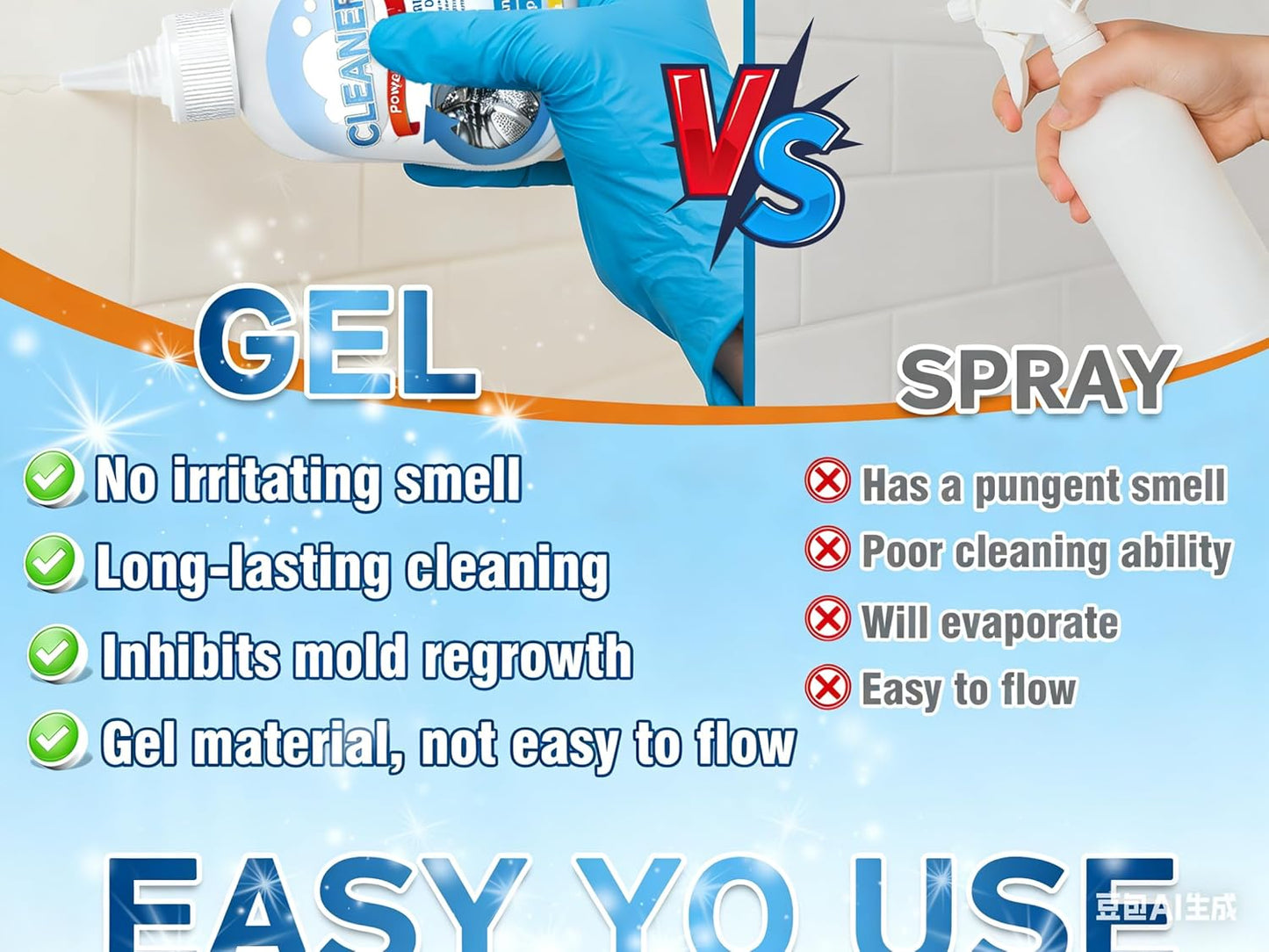 Skiennix Home Remover Gel - 8 Fl Oz Washing Machine Cleaner for Grout, Caulk & Bathroom Surfaces