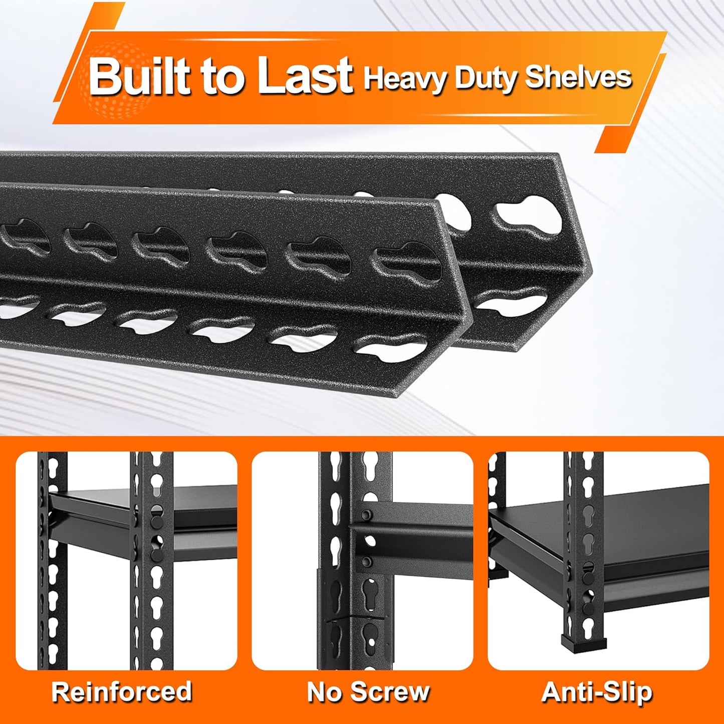 Utility Storage Garage Shelving - Heavy-Duty 3-Tier Metal Shelves | Adjustable Freestanding Rack - Black 40'' W x 16'' D x 36'' H