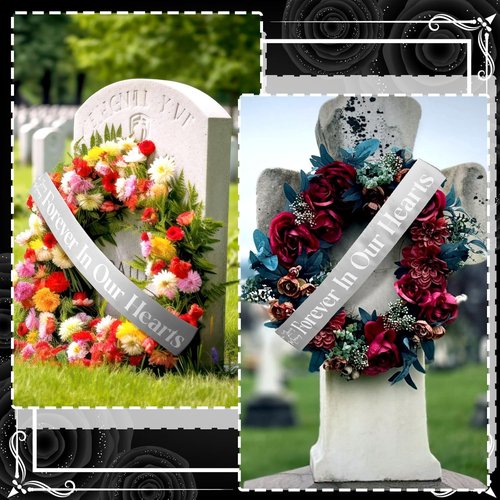 Fanfanwin Funeral Sash - Memorial Wreath Ribbon for Casket | Silver Gray, 58x4'' - Celebrate Life