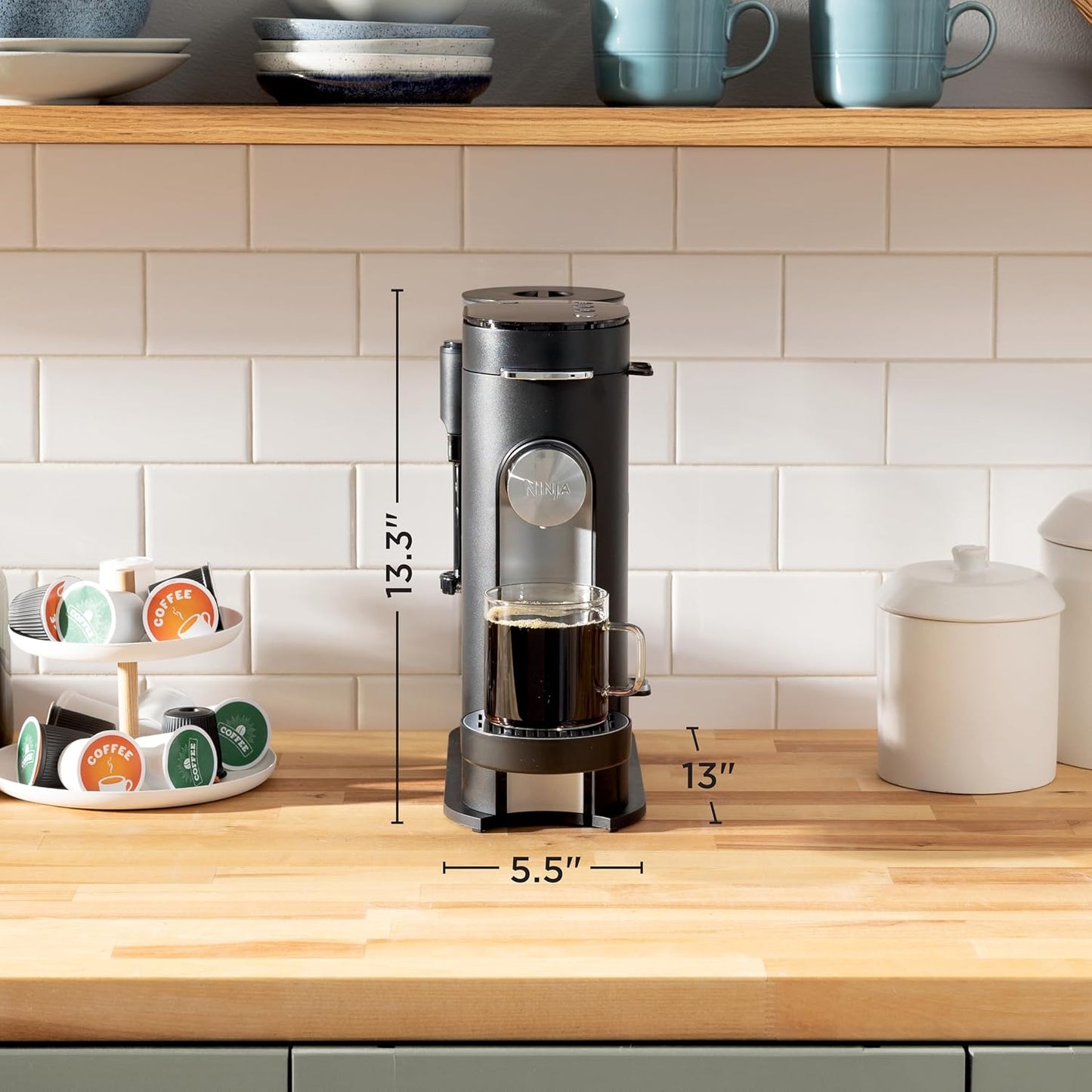 Ninja Coffee Maker - Single Serve Brewing with Pods & Grounds | 4 Brew Styles, 24oz Cup Size, Black | PB051