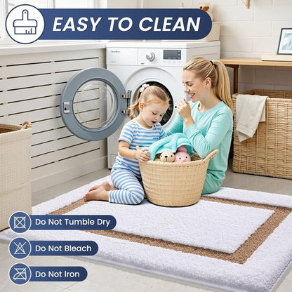 OLANLY Bathroom Rugs Mat 32x20, Extra Soft Absorbent Microfiber Bath Rugs, Rubber Backing, Quick Dry, Machine Washable Bath Mats for Bathroom Floor, Tub and Shower, Home Decor Accessories, Brown