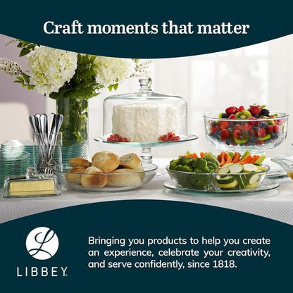 Libbey Selene Cake Stand - Elegant Glass Design with Dome Lid | Perfect for Desserts & Treats