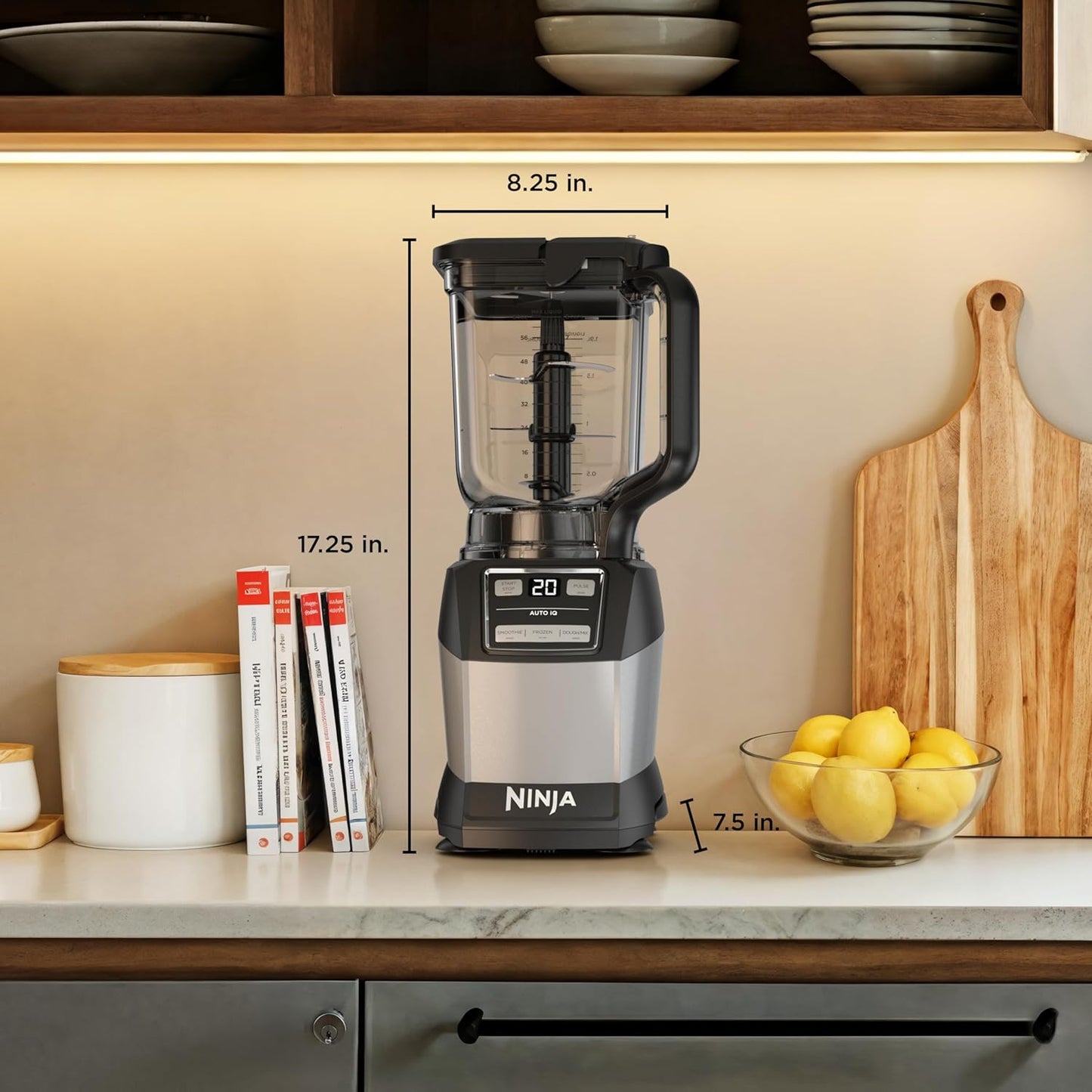Ninja Blender - Compact Kitchen System with 1200W Power | 3 Functions for Smoothies, Dough & Frozen Drinks | Grey, 72-oz. Pitcher