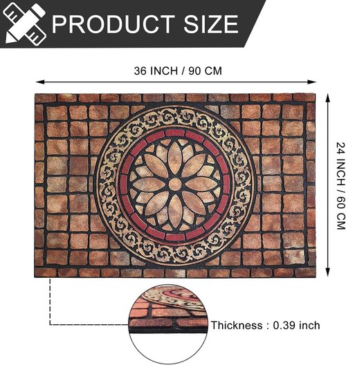 CHICHIC Large Rectangle Entrance Door Mat - Heavy Duty Non-Slip Welcome Rug | 24 x 36 Inch for High Traffic Areas