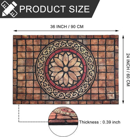 CHICHIC Large Rectangle Entrance Door Mat - Heavy Duty Non-Slip Welcome Rug | 24 x 36 Inch for High Traffic Areas