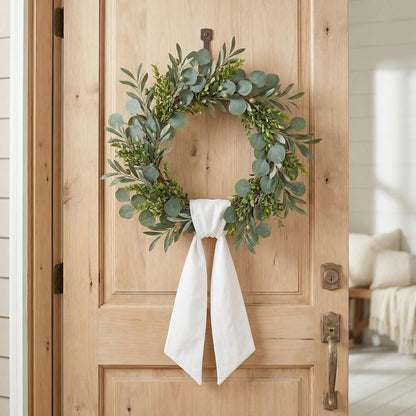 Skiennix White Linen-Style Wreath Sash - 2 Pieces, 55"x5.1" Blank Ribbon for DIY Embroidery & Holiday Decor