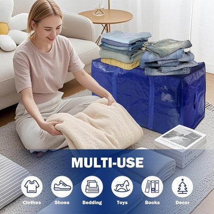 Extra Heavy Duty Moving Bags by [Brand Name] - 8 Pack with Strong Zipper & Carrying Handles | Dark Blue - 24 Gallon