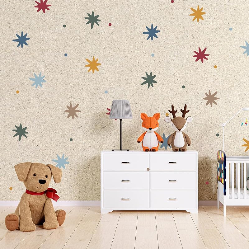 Colorful Dots & Stars Wall Decals Set for Nursery - 240 Pcs, Peel & Stick, Removable (Variation: Colorful+Dots)