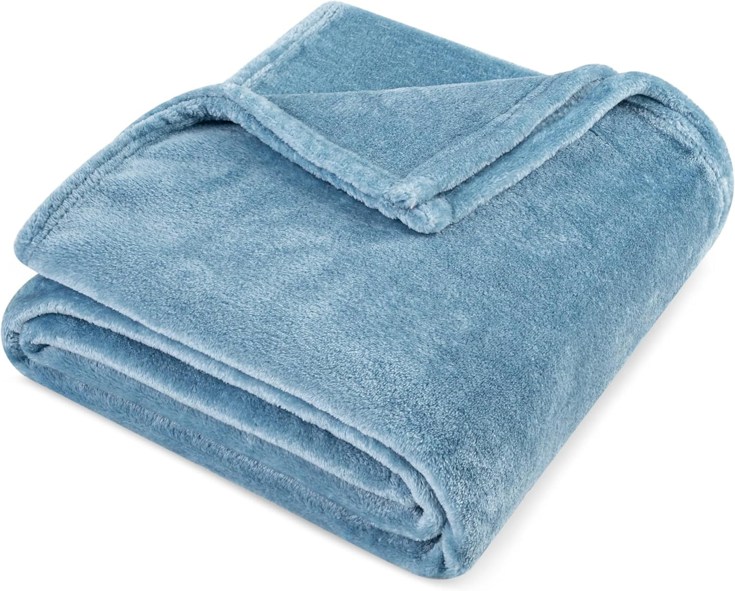 PAVILIA Dusty Blue Fleece Throw Blanket - Super Soft Flannel Couch Blanket | Cozy 50x60 Velvet Gift