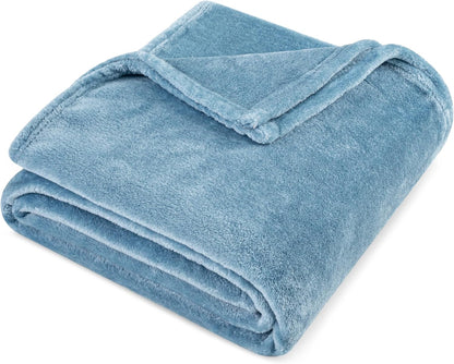 PAVILIA Dusty Blue Fleece Throw Blanket - Super Soft Flannel Couch Blanket | Cozy 50x60 Velvet Gift