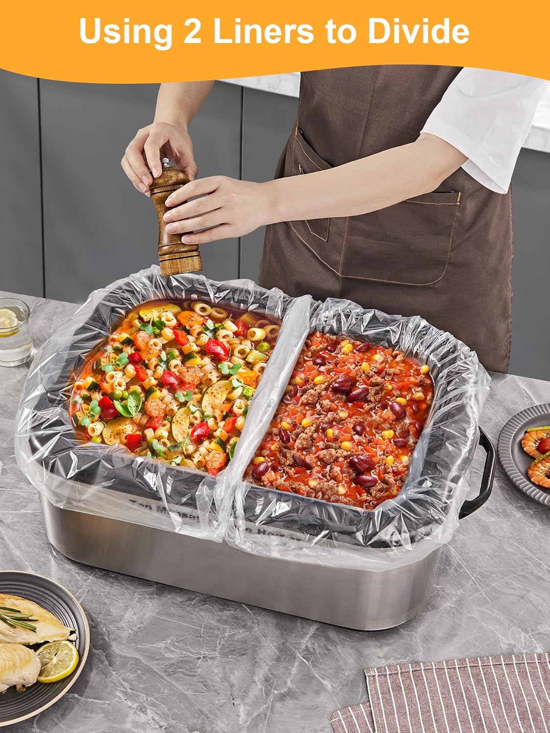 SMARTAKE Disposable Roaster Liners - 2 Count Plastic Cooking Bags for Easy Cleanup | Fits 16-22 Quart Roasters, 18 x 34 Inch