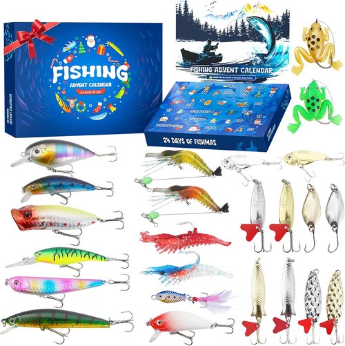 24-Piece Fishing Lures Kit - Premium Bait Set with Poppers, Minnows, Crankbait & Frogs for Freshwater & Saltwater