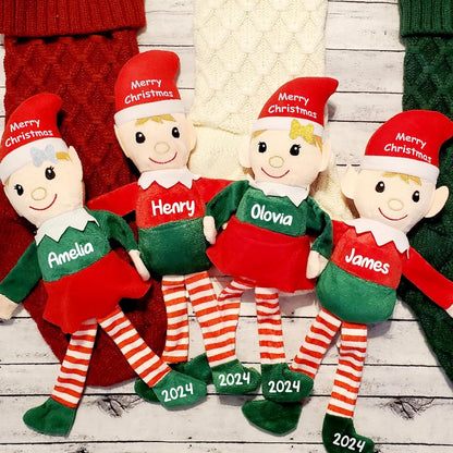 Skiennix Custom Christmas Elf Plush Doll - 14.5" Personalized Toy for Kids | Ideal Xmas Gift (Red/Green)