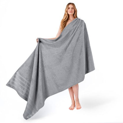 American Soft Linen 35x70 Jumbo Large Bath Towel, 600 GSM 100% Cotton Turkish Bath Sheet, Oversized Luxury Bath Towel for Bathroom Beach and Pool, Light Grey