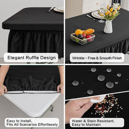4ft Black Stretch Tablecloth by [Brand Name] - Waterproof, Wrinkle-Resistant Design for Events