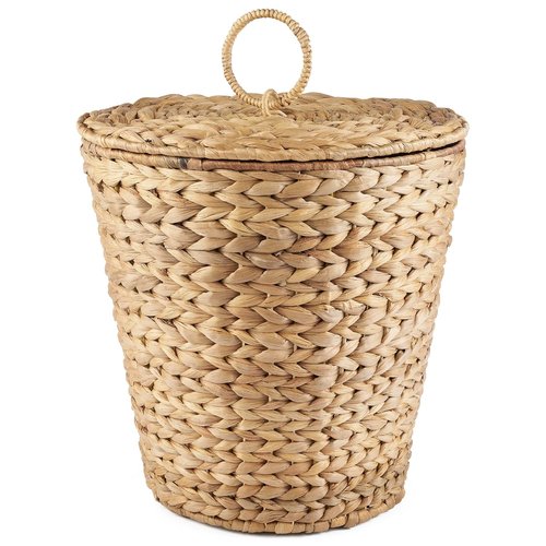 84ECO Wicker Trash Can - 3 Gallon Rattan Waste Basket with Lid & Liner for Home Use