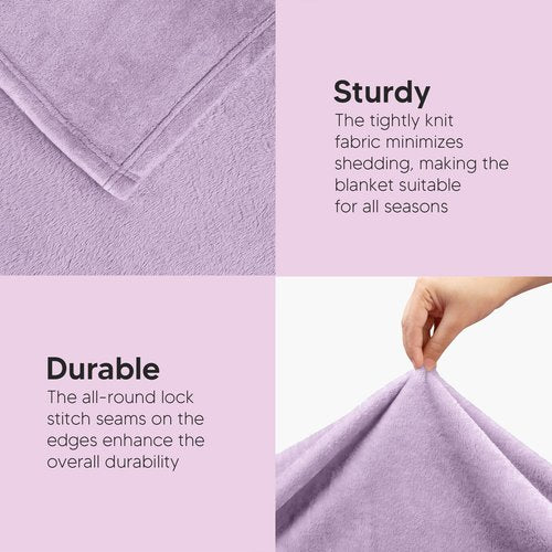 Utopia Bedding Fleece Blanket Queen Size Lilac 300GSM Luxury Fuzzy Soft Anti-Static Microfiber Bed Blanket (90x90 Inch)