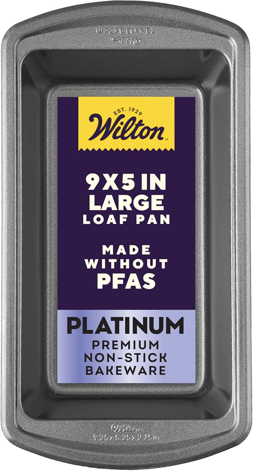 Wilton Platinum Non-Stick Loaf Pan - 9 x 5 Inch Stainless Steel Bakeware, PFAS-Free