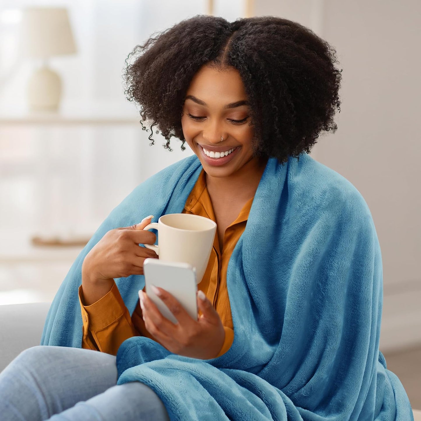 Utopia Bedding Fleece Blanket - Luxury Soft Microfiber Twin Size in Washed Blue (60x80 Inch)