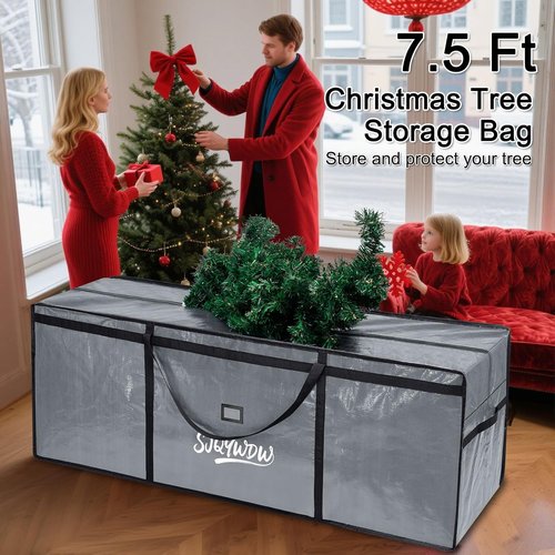 Heavy Duty Christmas Tree Storage Bag by [Brand Name] - 7.5 ft Water Resistant with Dual Zippers & Mesh Pockets