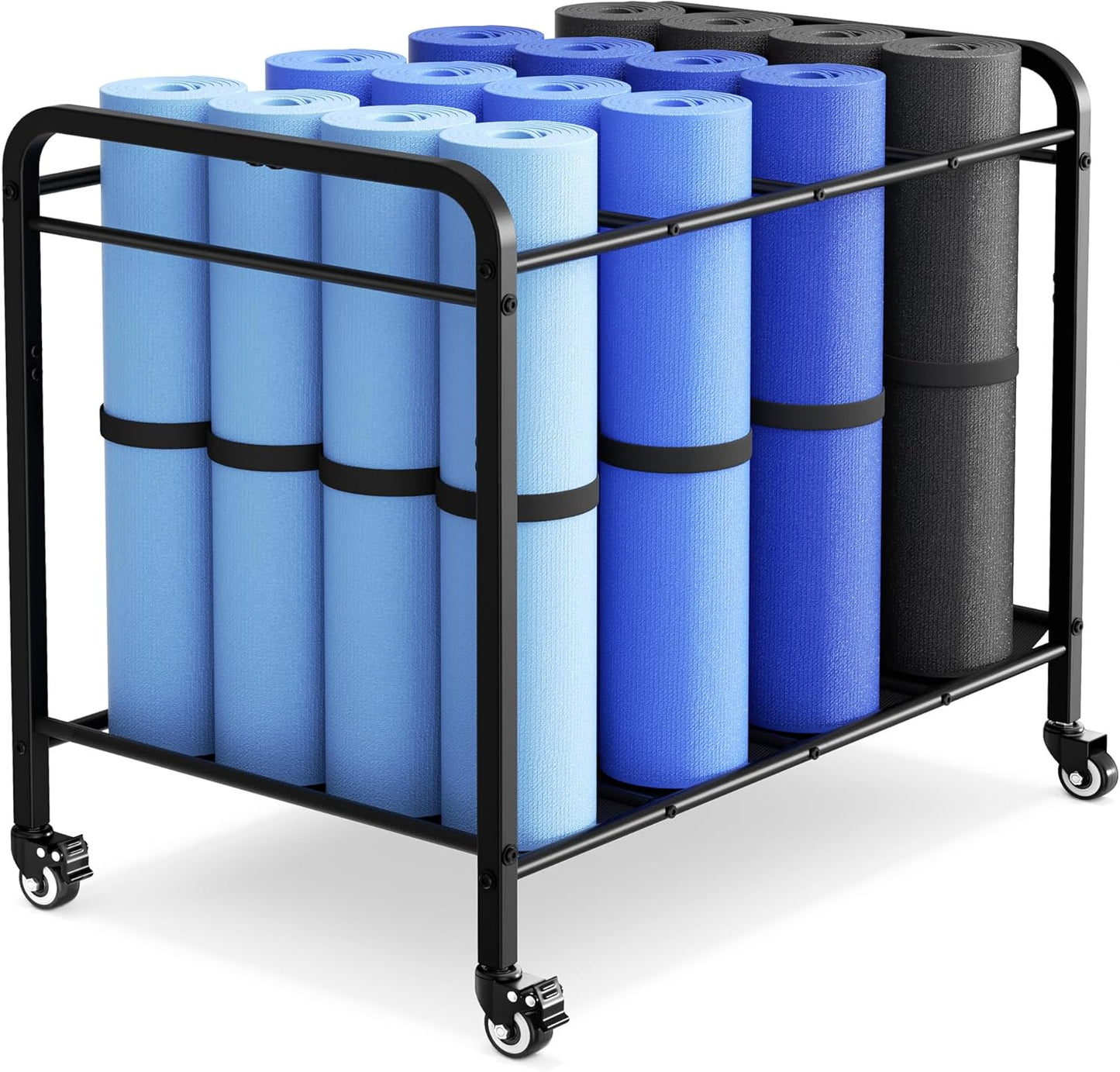 Skiennix Yoga Mat Storage Rack - Floor-Standing Metal Cart with Wheels for Gym & Home Use