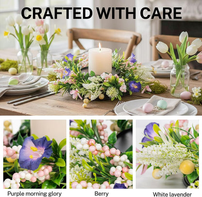 MOYEE Candle Holder Centerpiece - Elegant Black Metal Design with Artificial Flowers | 14-Inch Dining Table Decor