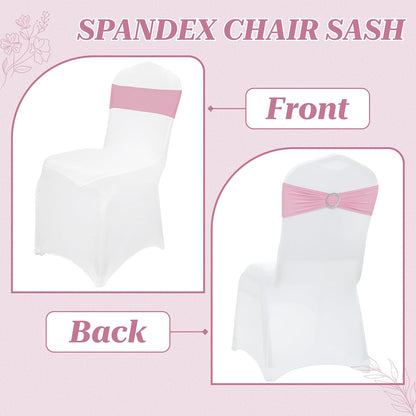 MDS Spandex Chair Sashes - Universal Fit Stretch Bands with Buckle Slider for Wedding Decor | Pink, Pack of 150