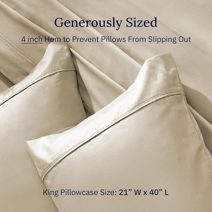 California Design Den King Pillowcase Set - 400 Thread Count, 100% Cotton, Soft & Breathable | Beige