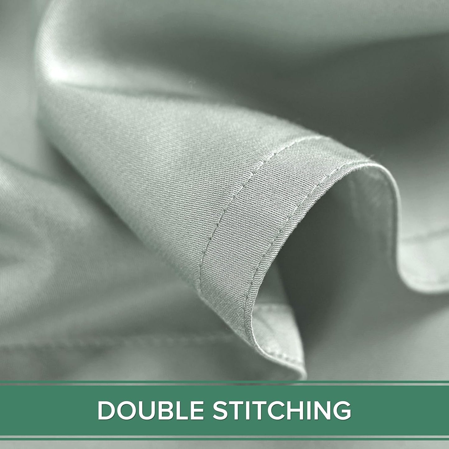 Pure Bamboo Queen Pillowcases - Luxuriously Soft & Cooling 100% Organic Viscose | Double Stitching, Sea Glass (2 Pack)