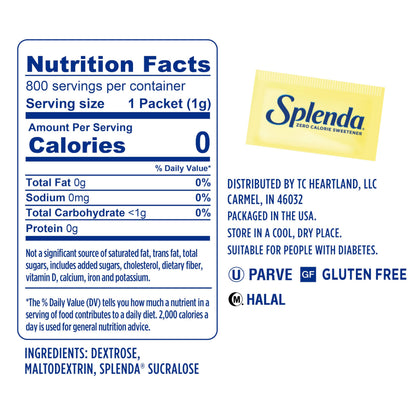 SPLENDA Zero Calorie Sweetener Value Pack, 800 Count Packets