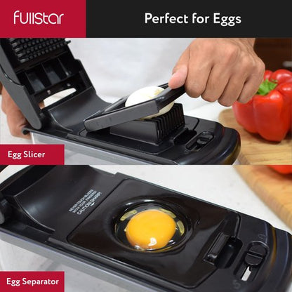 Fullstar Vegetable Chopper, Mandoline Slicer - Cheese Grater, Food Chopper with Container, Kitchen Gadgets, Home Essentials (11-in-1, Black/SS)