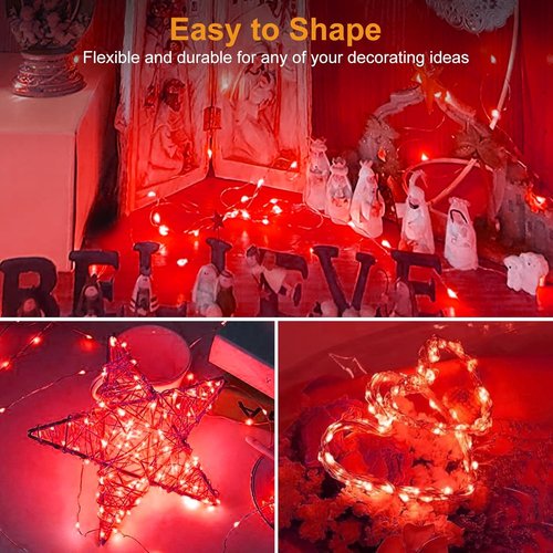 Btfarm 6 Pack Fairy Lights - Battery Operated 20 LED Twinkle Lights | Waterproof Mini Silver Wire for Christmas & Weddings