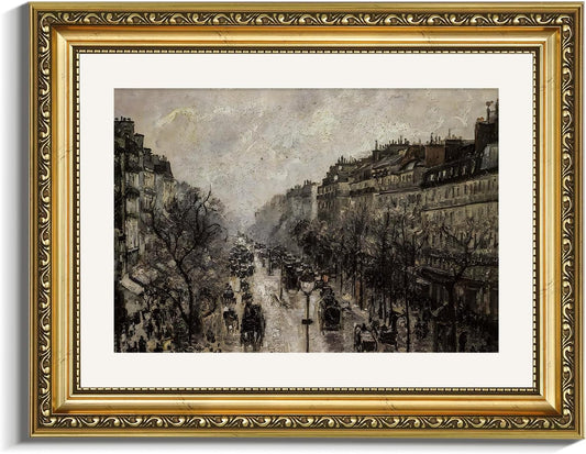 VIYYIEA Gold Framed Canvas Print - Vintage Parisian Cityscape Wall Art for Home Decor | 11x14in
