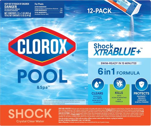 Clorox® Pool&Spa™ Shock XTRABLUE® - Fast-Acting Bacteria & Algae Killer | Swim-Ready in 15 Minutes (12-Pack)