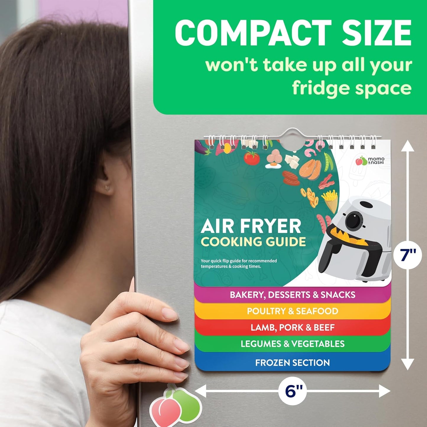 Air Fryer Cheat Sheet Magnets | Cooking Guide Booklet for Easy Meal Prep - Kitchen Gadgets for Home Cooks