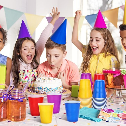 Kochorie 60 Pcs 12 Oz Colorful Plastic Cups - Heavy Duty Disposable Party Drinking Cups for Celebrations