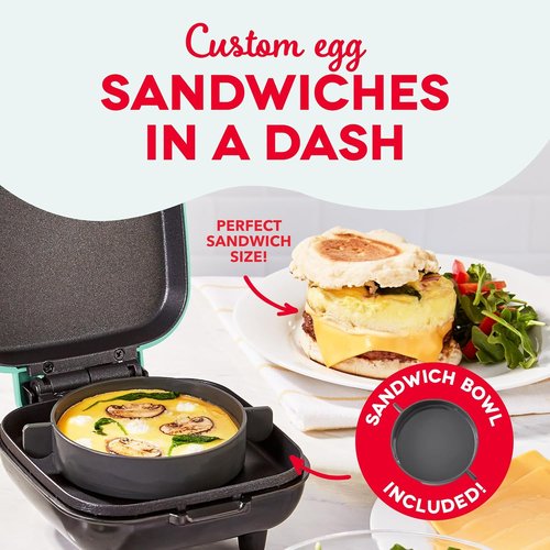 Dash Deluxe Egg Bite Maker - Electric Maker for Healthy Protein Snacks | Quick Cleanup, Space-Saving Design, 4 Servings, Aqua