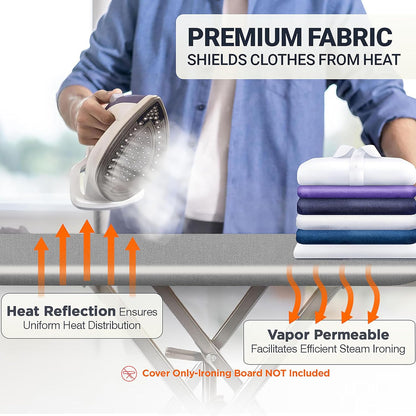 UniSimp Ironing Board Cover - Extra Thick Natural Cotton, Scorch & Stain Resistant | 15"x54", Heatproof Gray