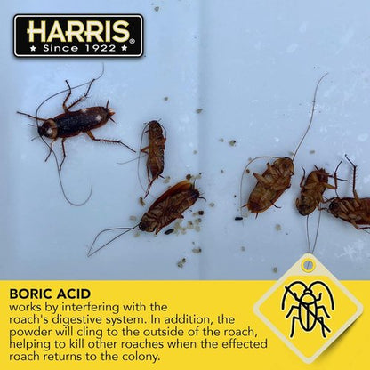 HARRIS Boric Acid Roach & Silverfish Killer Powder - Effective Insect Lure | 16oz