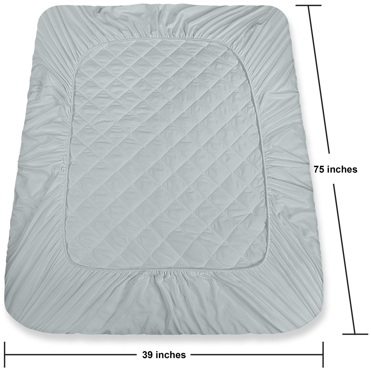 Utopia Bedding Quilted Fitted Mattress Pad, Twin Size, Elastic Fitted Mattress Topper Protector and Cover with Deep Pocket Stretches up to 16 Inches, Machine Washable (Light Grey)