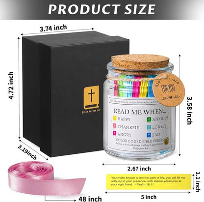 Bible Verse Jar - Daily Encouragement Gift for Women | Christian Inspirational Decor with 48-Inch Ribbon