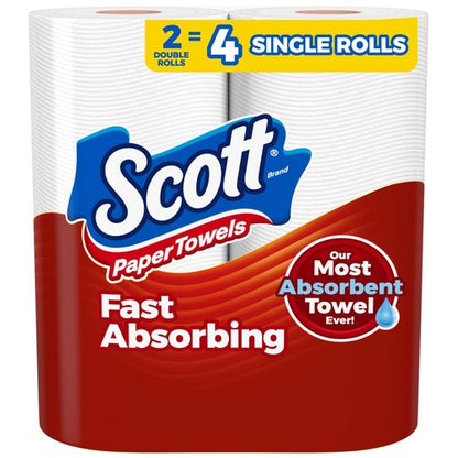 Scott Paper Towels, Choose-A-Sheet, 2 Double Rolls = 4 Regular Rolls (100 Sheets Per Roll)