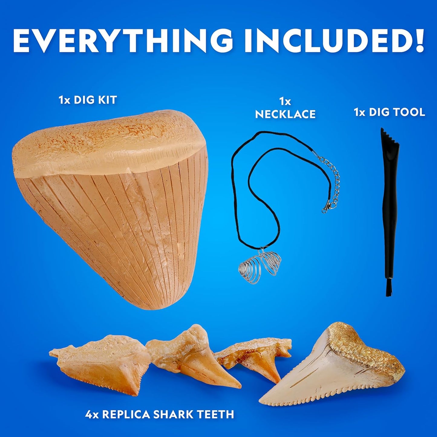 National Geographic Shark Tooth Dig Kit - Excavate Replica Shark Fossils | STEM Activity for Kids Ages 6-8