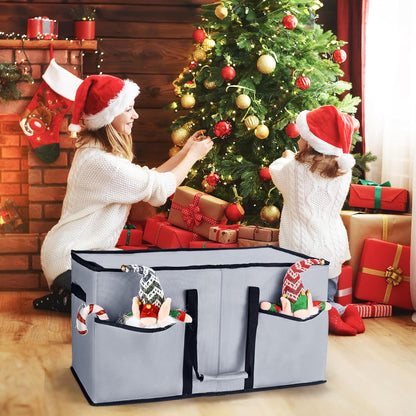 Skiennix Christmas Ornament Storage Box - Organize 128 Three-Inch Ornaments | Grey with 8 Removable Trays