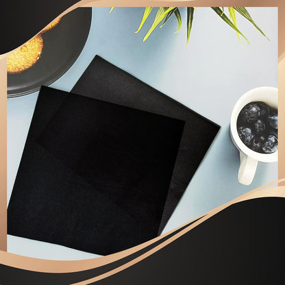 Perfect Stix - 2 Ply Black Napkin-100ct Paper Cocktail Beverage Napkins, 2-Ply, Black (Pack of 100)
