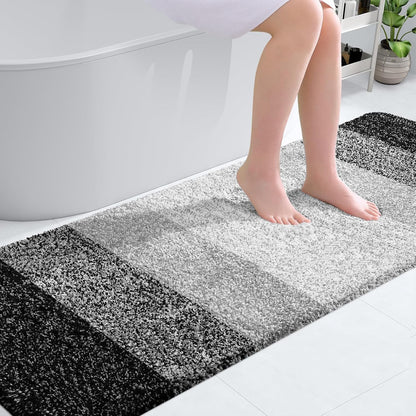 OLANLY Bathroom Runner Rug - Extra Soft Microfiber Mat 70x24 | Quick Dry, Washable, Rubber Backing - Black